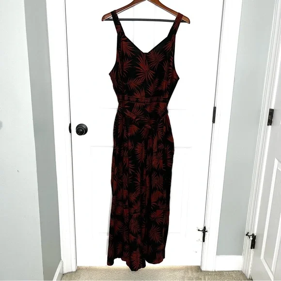 NEW NWT Universal Standard Promenade Linen Wide Leg Jumpsuit Black Red 18 20 M - Picture 5 of 9